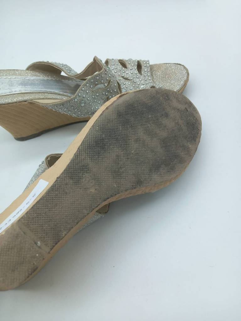 Grey Shimmery Wedge Heels for Women Antidote Thrift Store in Kathmandu