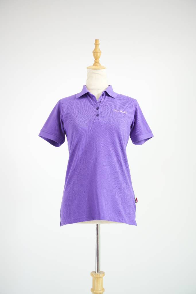 Purple Half Sleeve with Collar T-shirt for Women