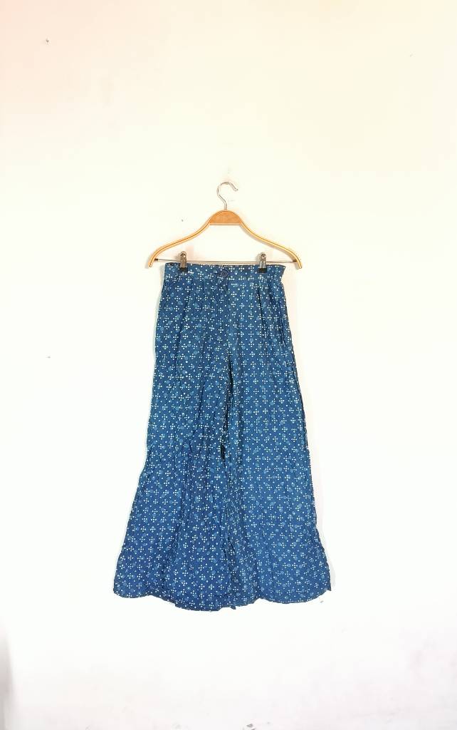 Blue printed palazzo pants for women