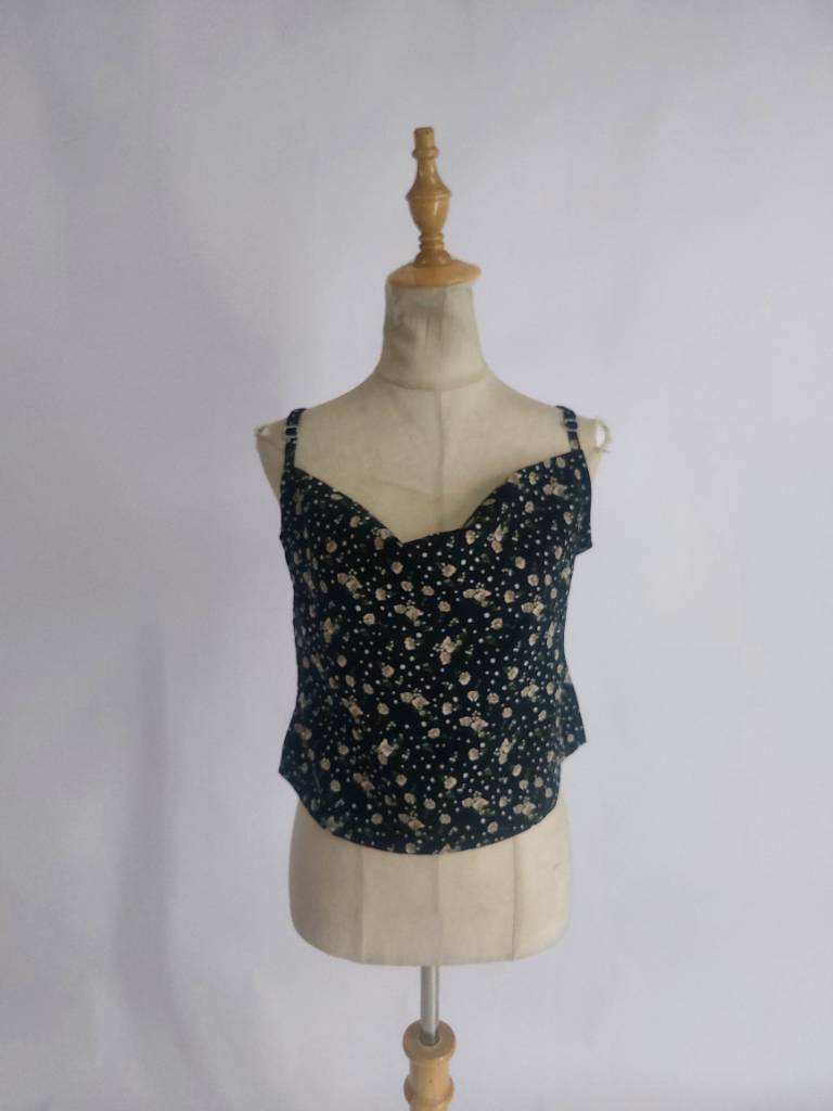 Black Floral Print Top for Women.