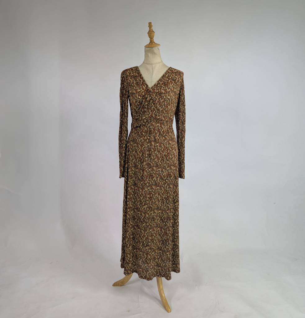 Floral Print Brown Long Dress for Women.